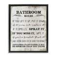 thumbnail image 1 of Stupell Industries Bathroom Rules Funny Word Wood Textured Design Jet Black Framed Floating Canvas Wall Art, 24x30, by Daphne Polselli, 1 of 5