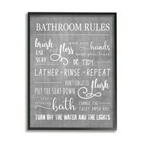 Stupell Industries Bathroom Rules List Sign Graphic Art Black Framed Art Print Wall Art, Design by Conrad Knutsen