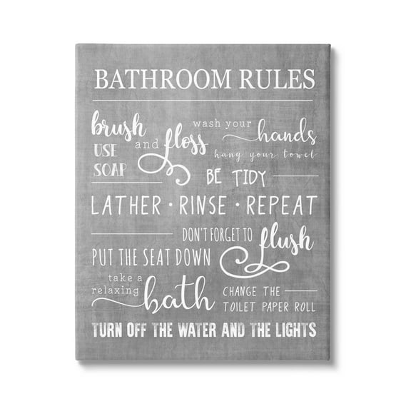 Stupell Industries Bathroom Rules List Sign Graphic Art Gallery Wrapped Canvas Print Wall Art, Design by Conrad Knutsen