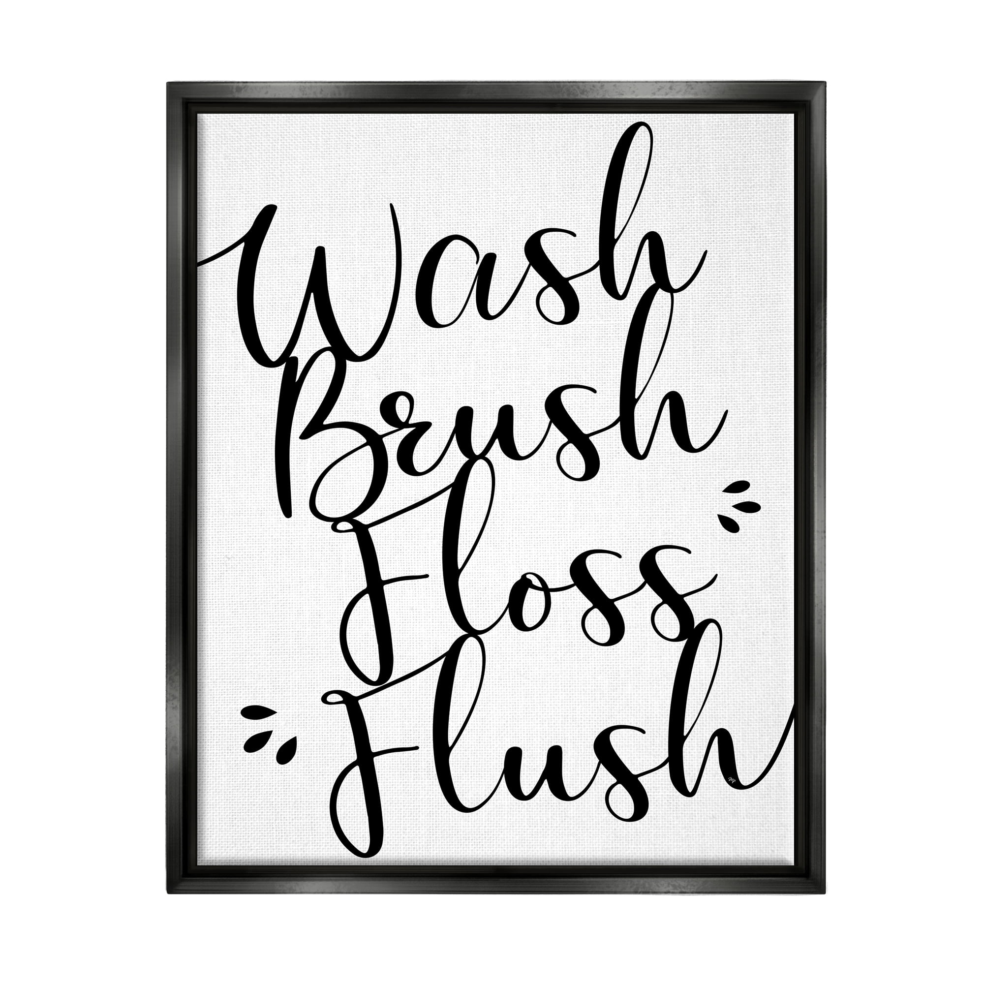 Stupell Industries Bathroom Rules Phrase Typography Painting Black Floater Framed Art Print Wall Art, 25 x 31