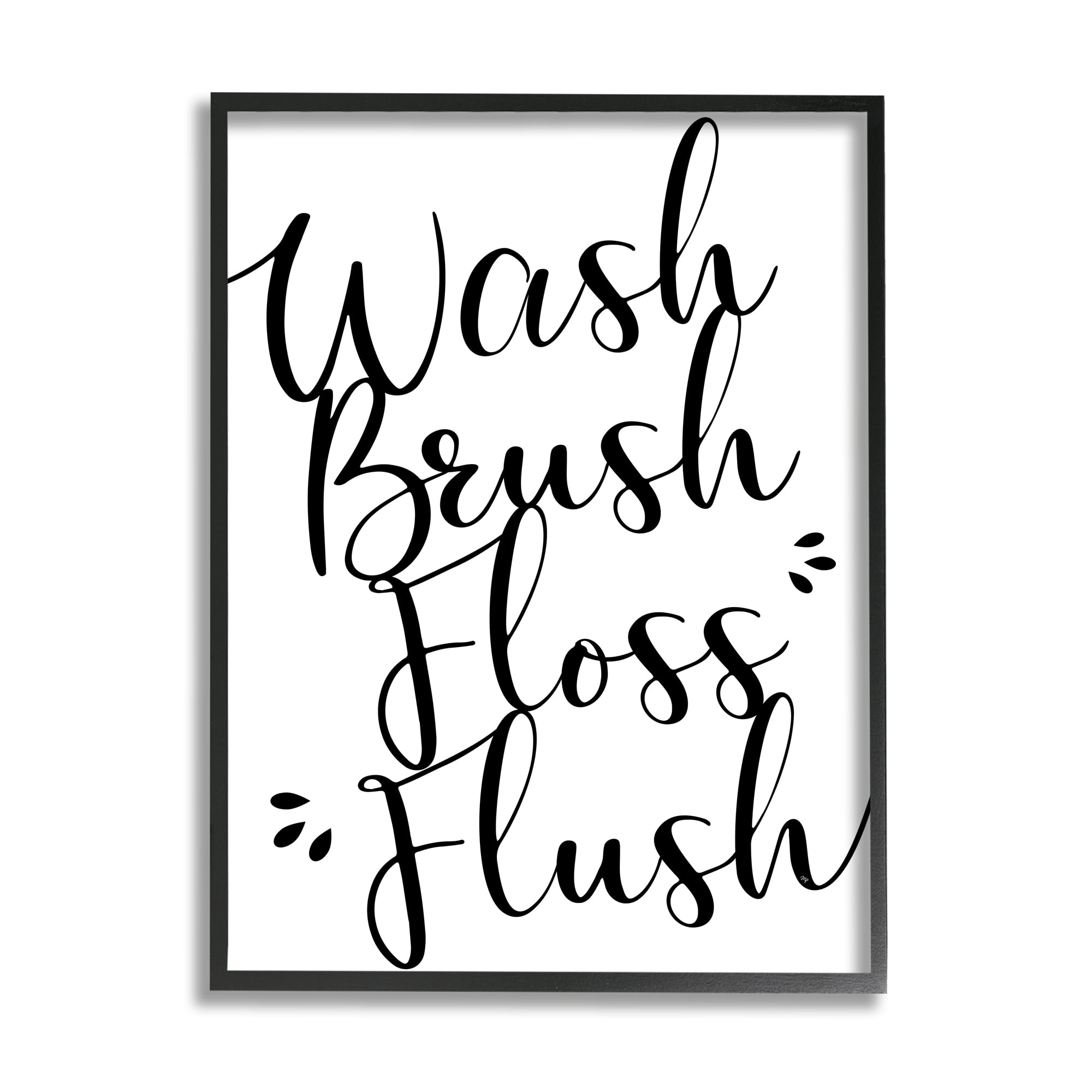 Stupell Industries Bathroom Rules Phrase Typography Painting Black Framed Art Print Wall Art, 16 x 20