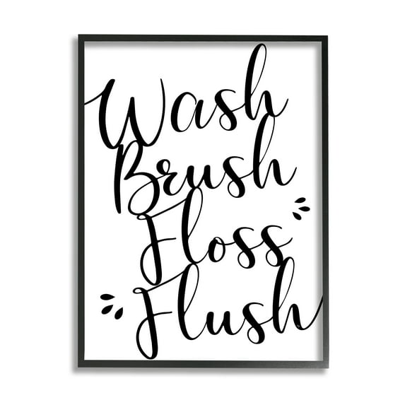 Stupell Industries Bathroom Rules Phrase Typography Painting Black Framed Art Print Wall Art, 16 x 20