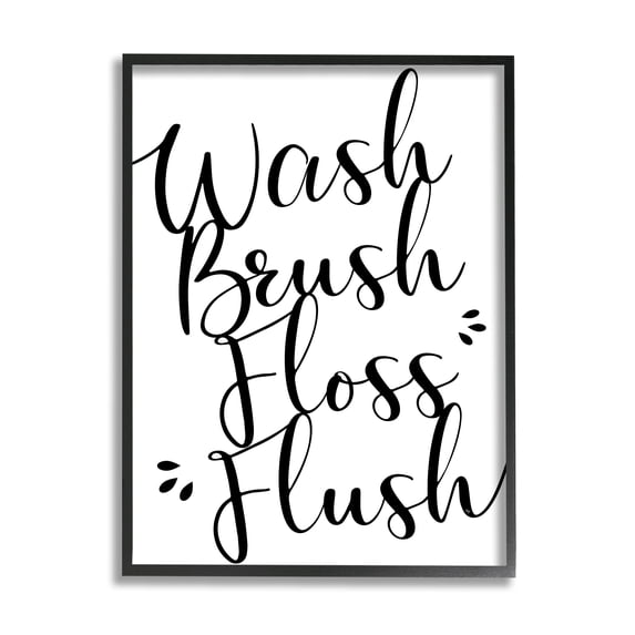 Stupell Industries Bathroom Rules Phrase Typography Painting Black Framed Art Print Wall Art, 24 x 30