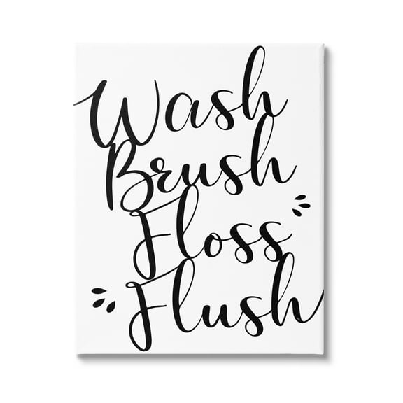 Stupell Industries Bathroom Rules Phrase Typography Painting Gallery Wrapped Canvas Print Wall Art, 16 x 20