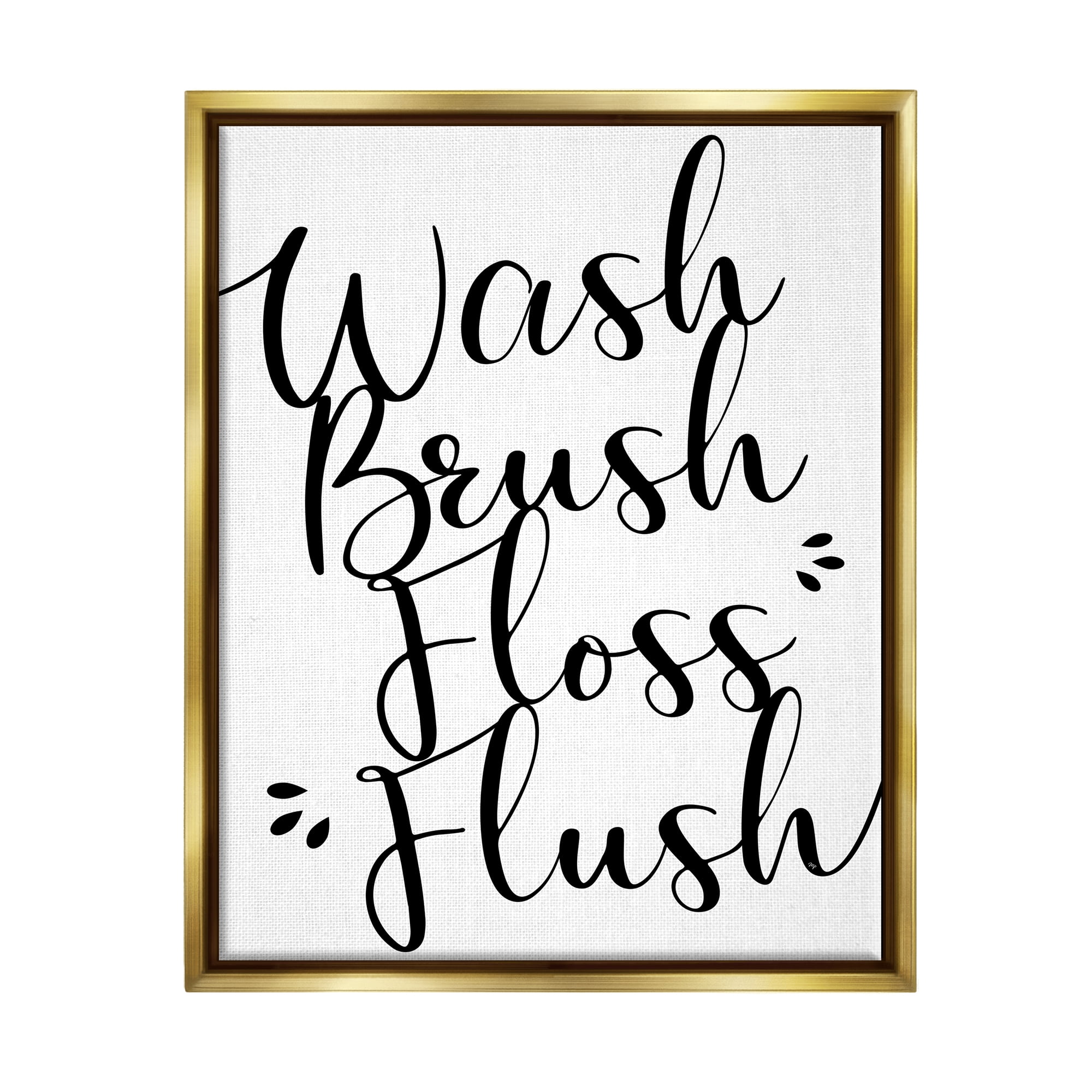 Stupell Industries Bathroom Rules Phrase Typography Painting Gold Floater Framed Art Print Wall Art, 17 x 21