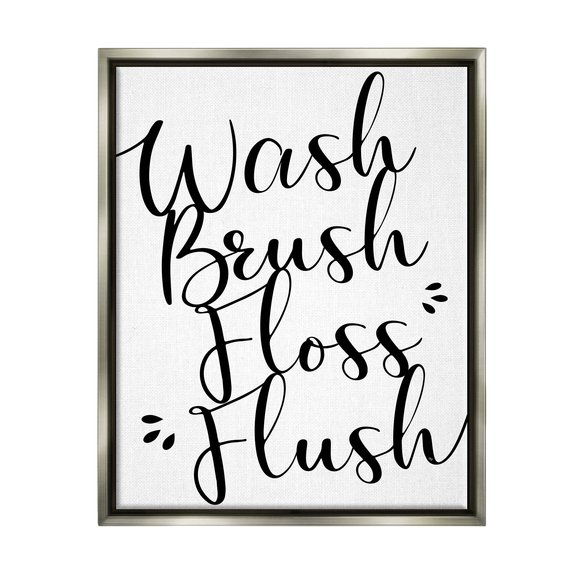 Stupell Industries Bathroom Rules Phrase Typography Painting Gray Floater Framed Art Print Wall Art, 17 x 21