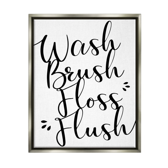 Stupell Industries Bathroom Rules Phrase Typography Painting Gray Floater Framed Art Print Wall Art, 17 x 21