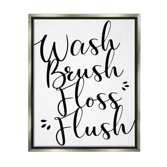 Stupell Industries Bathroom Rules Phrase Typography Painting Gray Floater Framed Art Print Wall Art, 25 x 31
