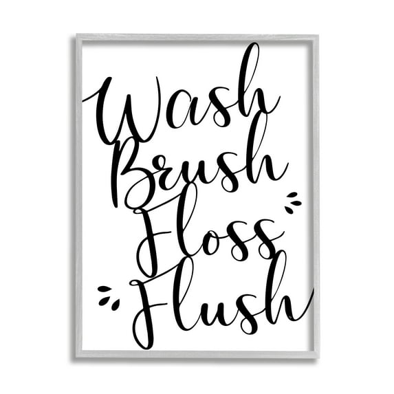 Stupell Industries Bathroom Rules Phrase Typography Painting Gray Framed Art Print Wall Art, 11 x 14