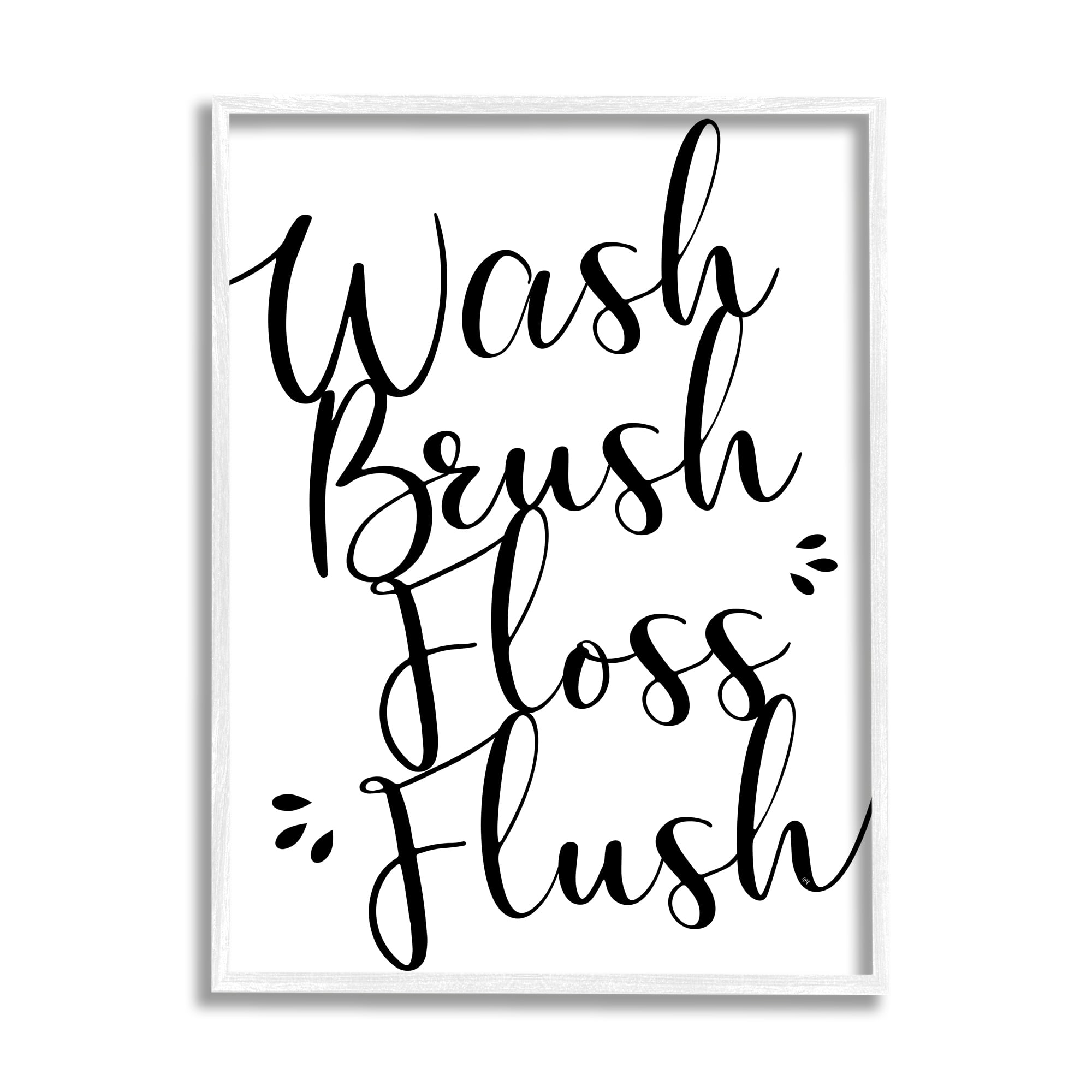 Stupell Industries Bathroom Rules Phrase Typography Painting White Framed Art Print Wall Art, 11 x 14