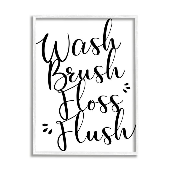 Stupell Industries Bathroom Rules Phrase Typography Painting White Framed Art Print Wall Art, 11 x 14