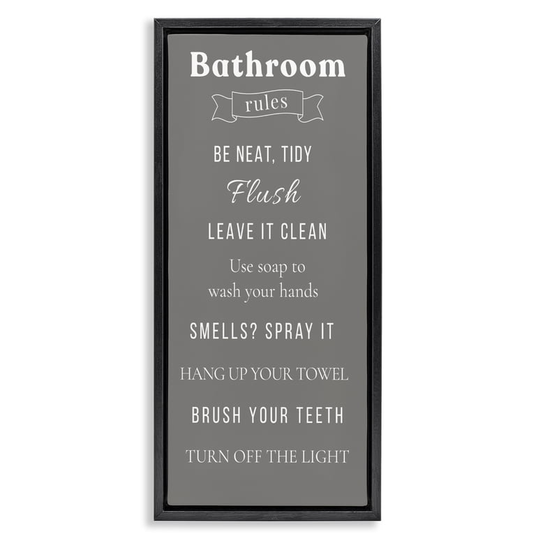 Stupell Industries Bathroom Rules Reminders Black Framed Floater