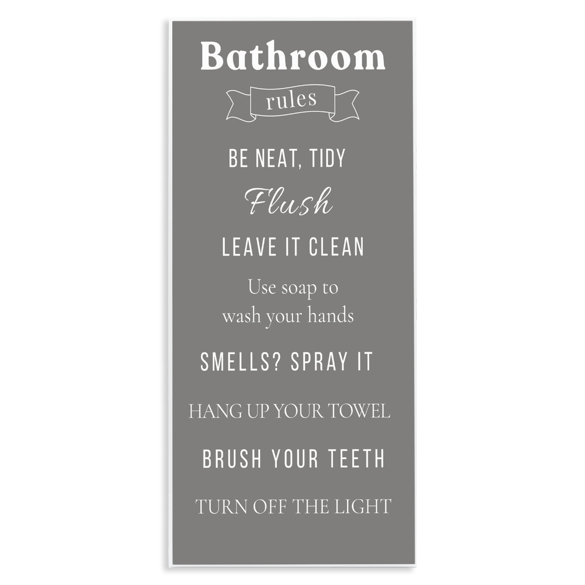 Stupell Industries Bathroom Rules Reminders Wall Plaque Art, design by Julia Frost