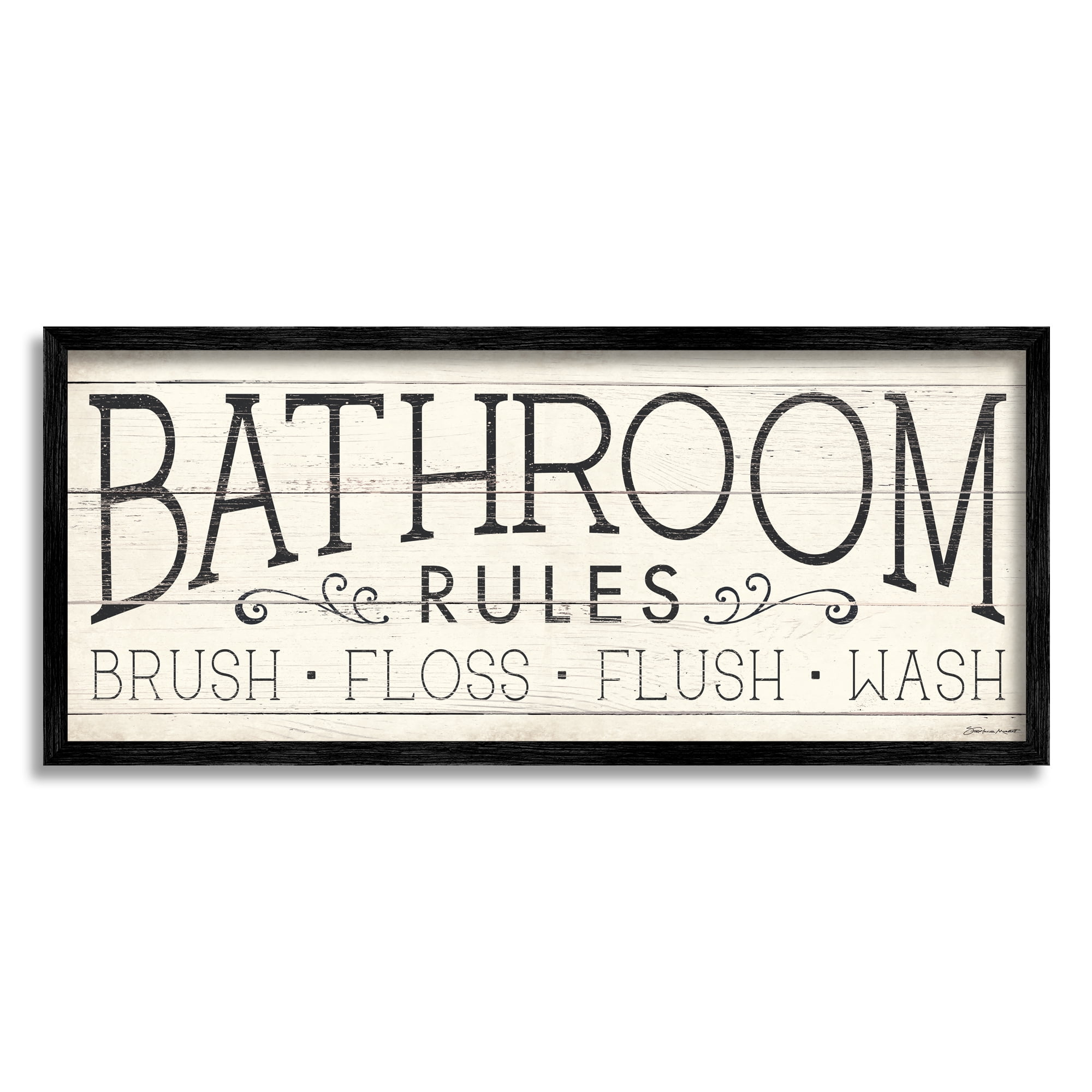 Stupell Industries Bathroom Rules Rustic Sign Brush Floss Flush Wash, 24 x 10, Design by Stephanie Workman Marrott