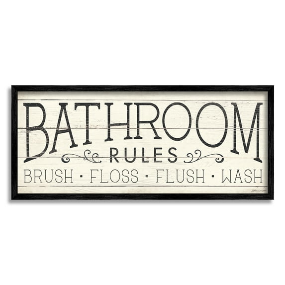 Stupell Industries Bathroom Rules Rustic Sign Brush Floss Flush Wash, 24 x 10, Design by Stephanie Workman Marrott