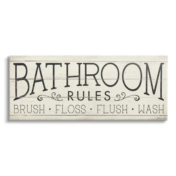 Stupell Industries Bathroom Rules Rustic Sign Brush Floss Flush Wash, 48 x 20, Design by Stephanie Workman Marrott