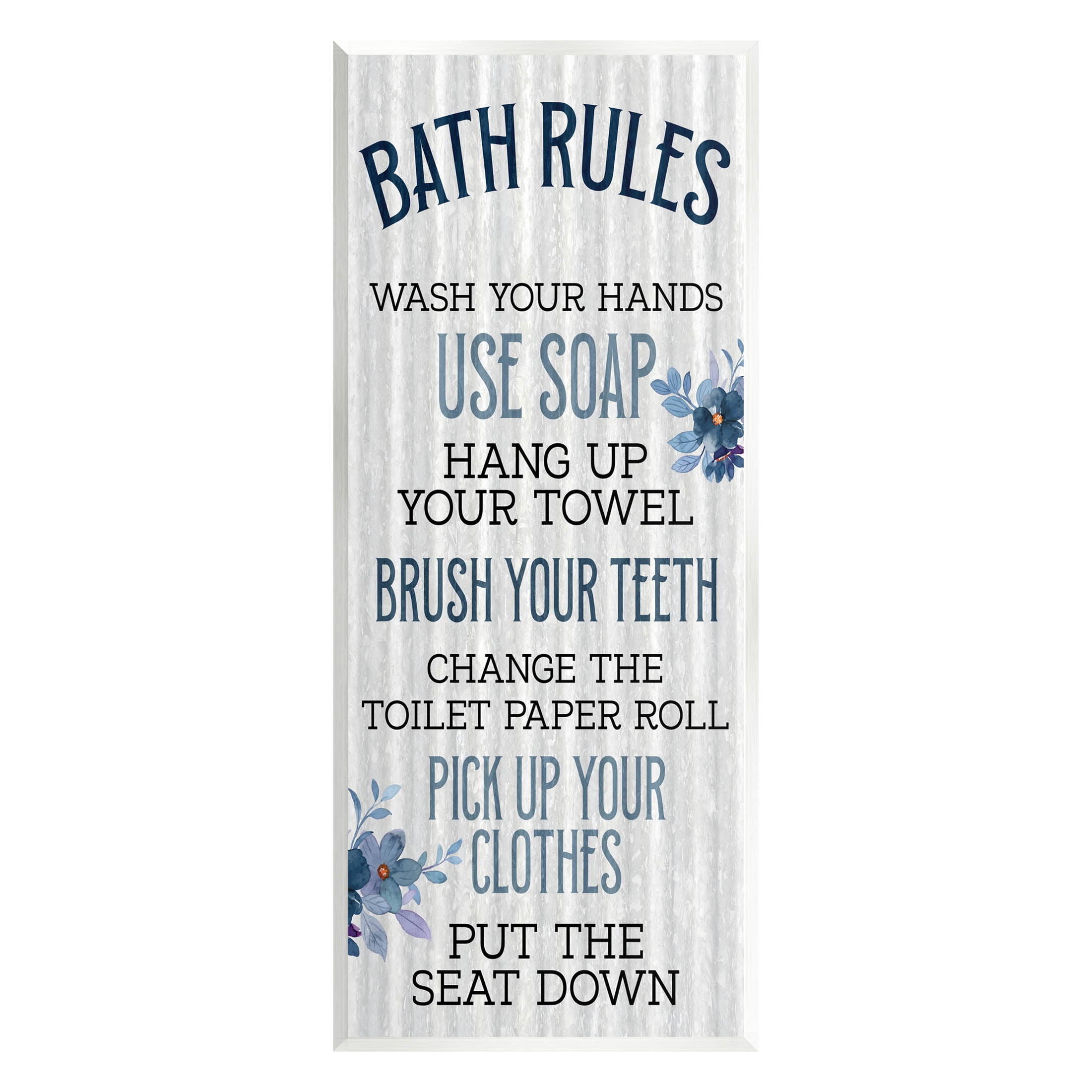 Stupell Industries Bathroom Rules Striped Floral List Graphic Art Unframed Art Print Wall Art, Design by Kim Allen