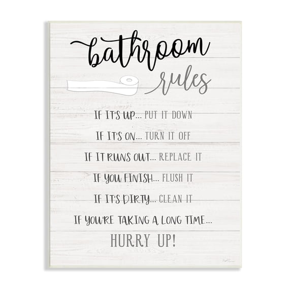 Stupell Industries Bathroom Rules Toilet Paper Sign Country Plank Pattern, 10 x 15, Design by Natalie Carpentieri