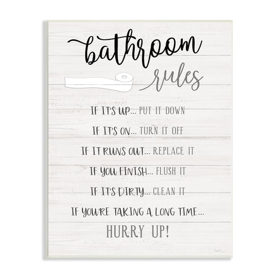 Stupell Industries Bathroom Rules Toilet Paper Sign Country Plank Pattern, 10 x 15, Design by Natalie Carpentieri