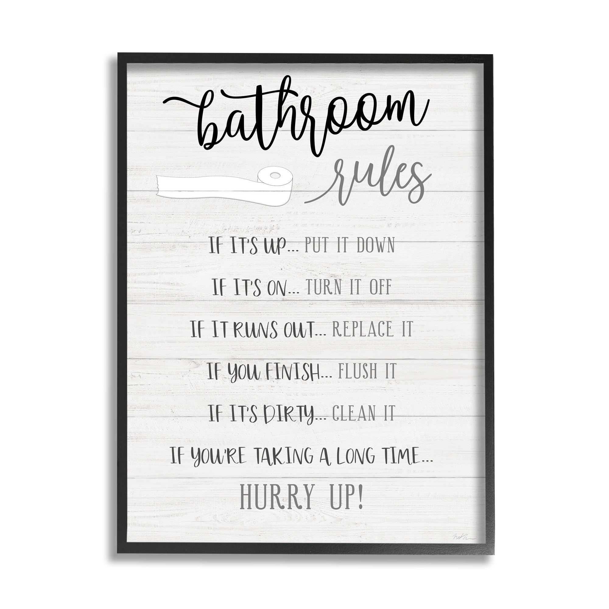 Stupell Industries Bathroom Rules Toilet Paper Sign Country Plank Pattern, 16 x 20, Design by Natalie Carpentieri
