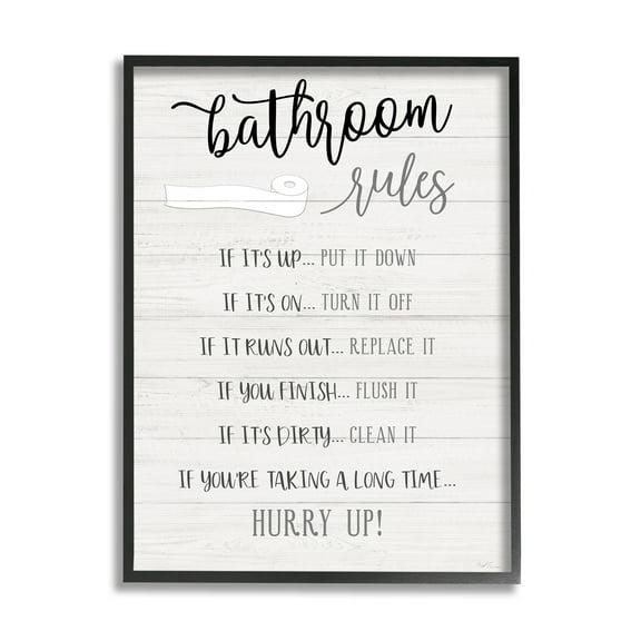 Stupell Industries Bathroom Rules Toilet Paper Sign Country Plank Pattern, 16 x 20, Design by Natalie Carpentieri