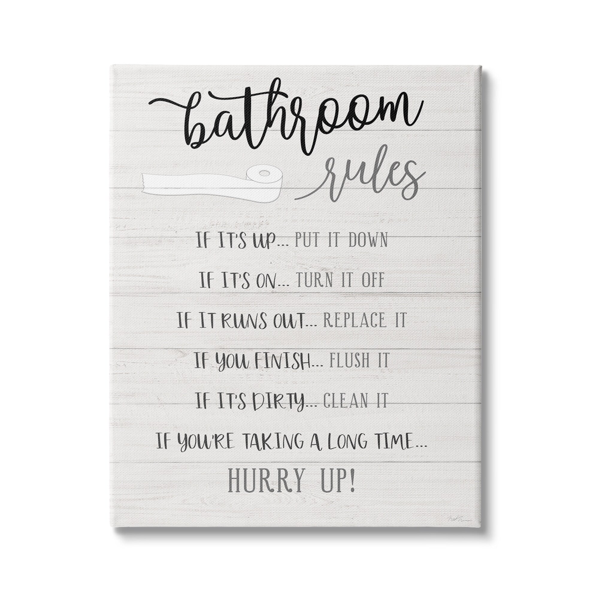 Stupell Industries Bathroom Rules Toilet Paper Sign Country Plank Pattern, 24 x 30, Design by Natalie Carpentieri