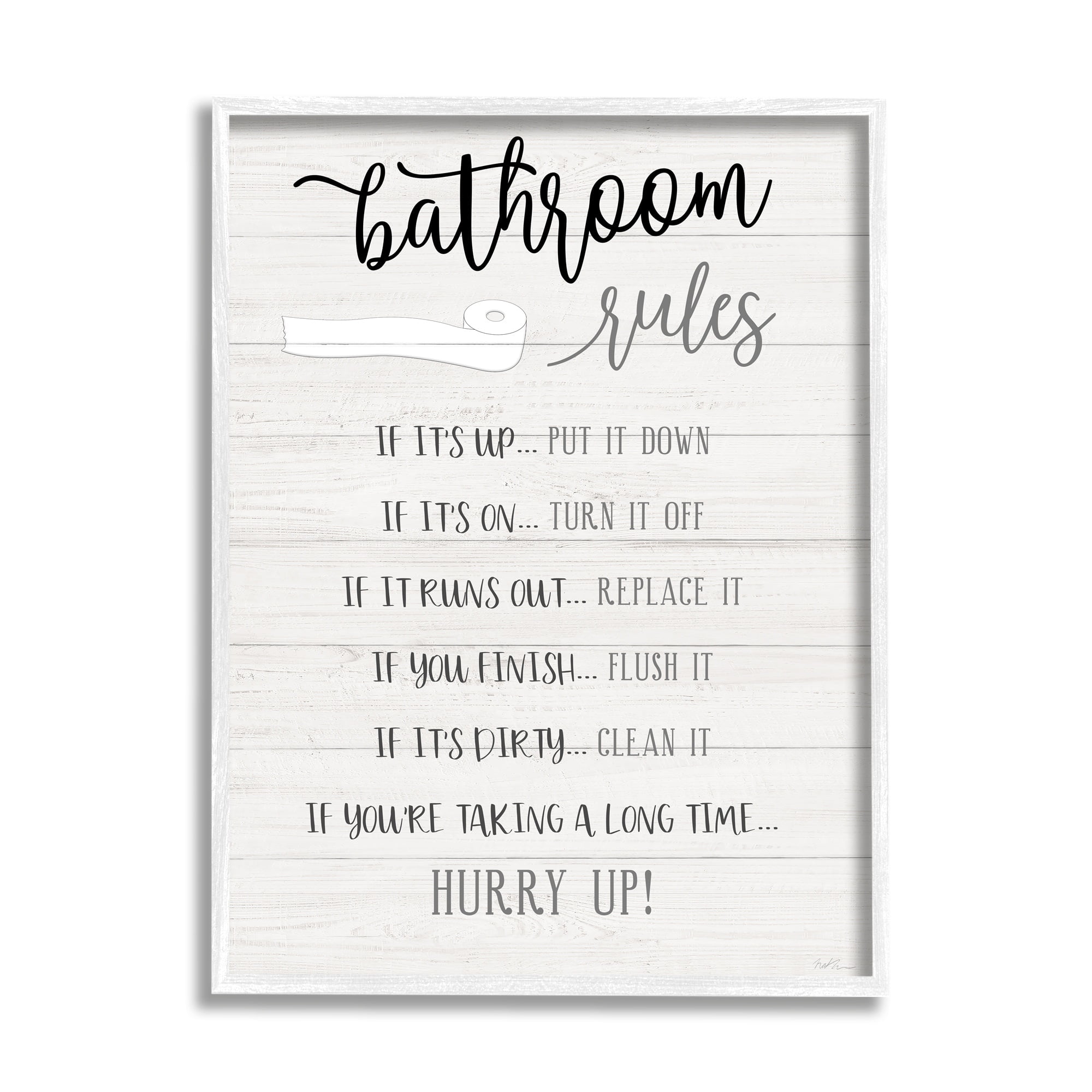 Stupell Industries Bathroom Rules Toilet Paper Sign Country Plank Pattern, 24 x 30, Design by Natalie Carpentieri
