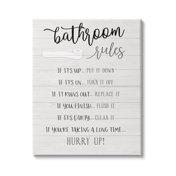 Stupell Industries Bathroom Rules Toilet Paper Sign Country Plank Pattern, 30 x 40, Design by Natalie Carpentieri