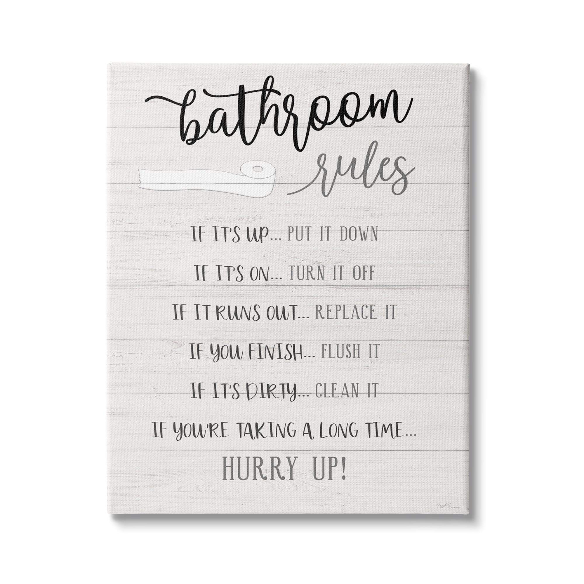 Stupell Industries Bathroom Rules Toilet Paper Sign Country Plank Pattern, 36 x 48, Design by Natalie Carpentieri