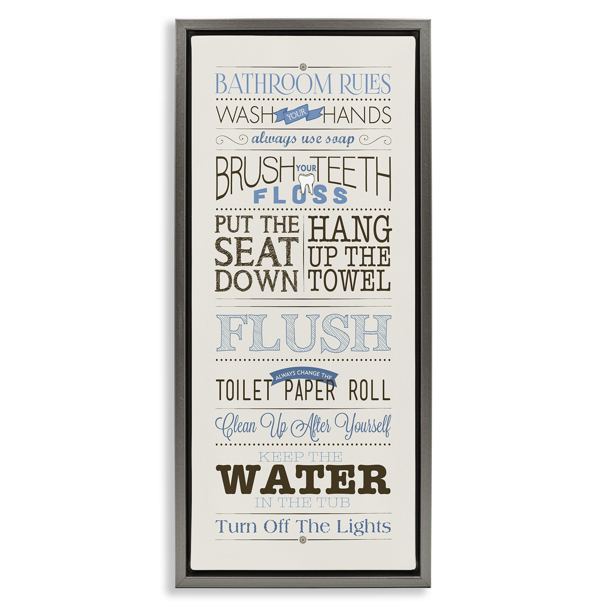 Stupell Industries Bathroom Rules Vintage List Abstract Painting Gray