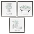 thumbnail image 1 of Stupell Industries Bathroom Rules with Eucalyptus Floral Painting Gray Floater Framed Canvas Art Print Wall Art, 25 x 25, Set of 3, 1 of 9