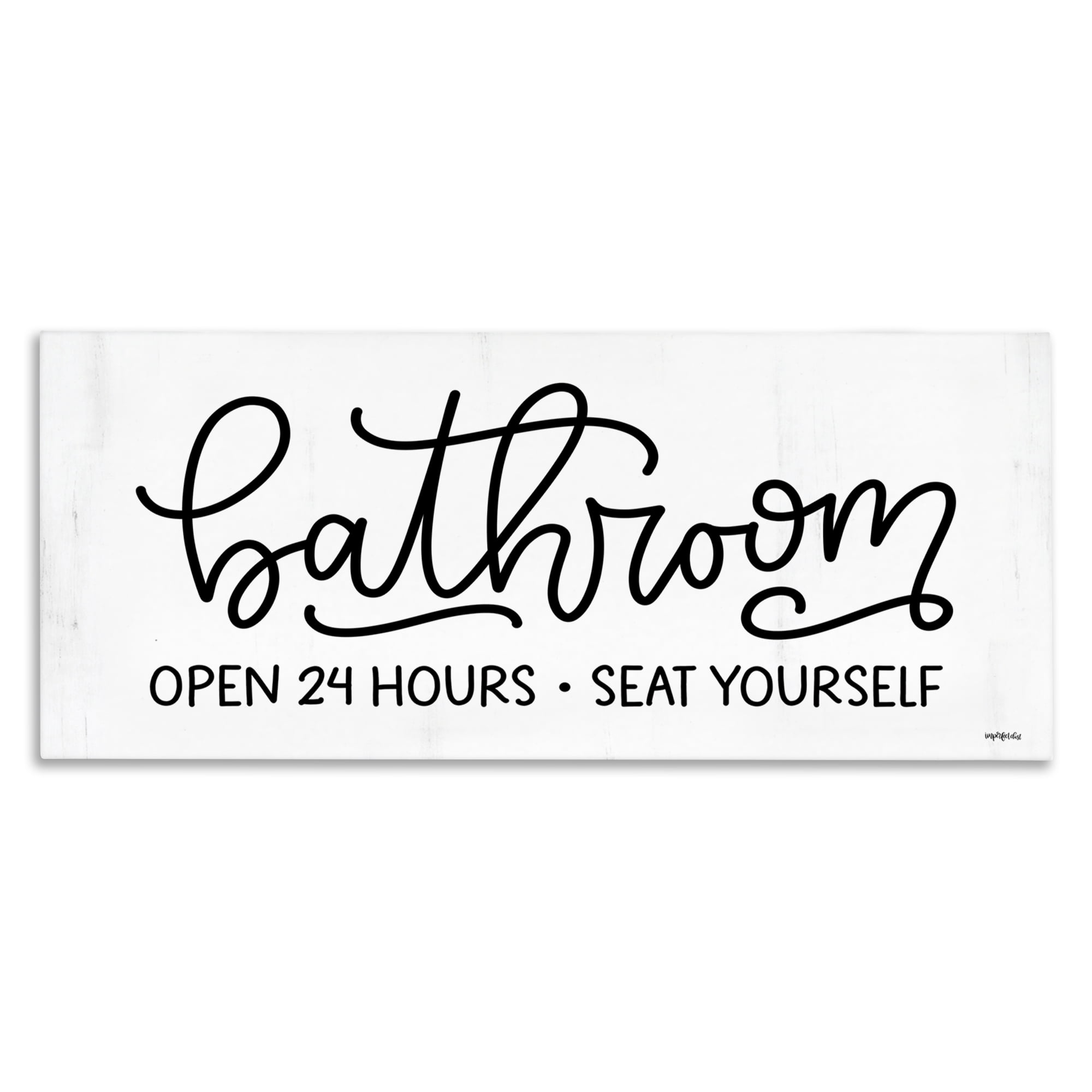 Stupell Industries Bathroom Seat Yourself Bath & Laundry Painting Wrapped Canvas Art Print Wall Art, 24 x 10