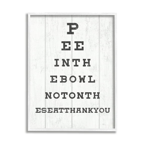 Stupell Industries Bathroom Seeing Eye Chart Pee In the Bowl Phrase Graphic Art Framed Art Print Wall Art, 16x20, By Daphne Polselli