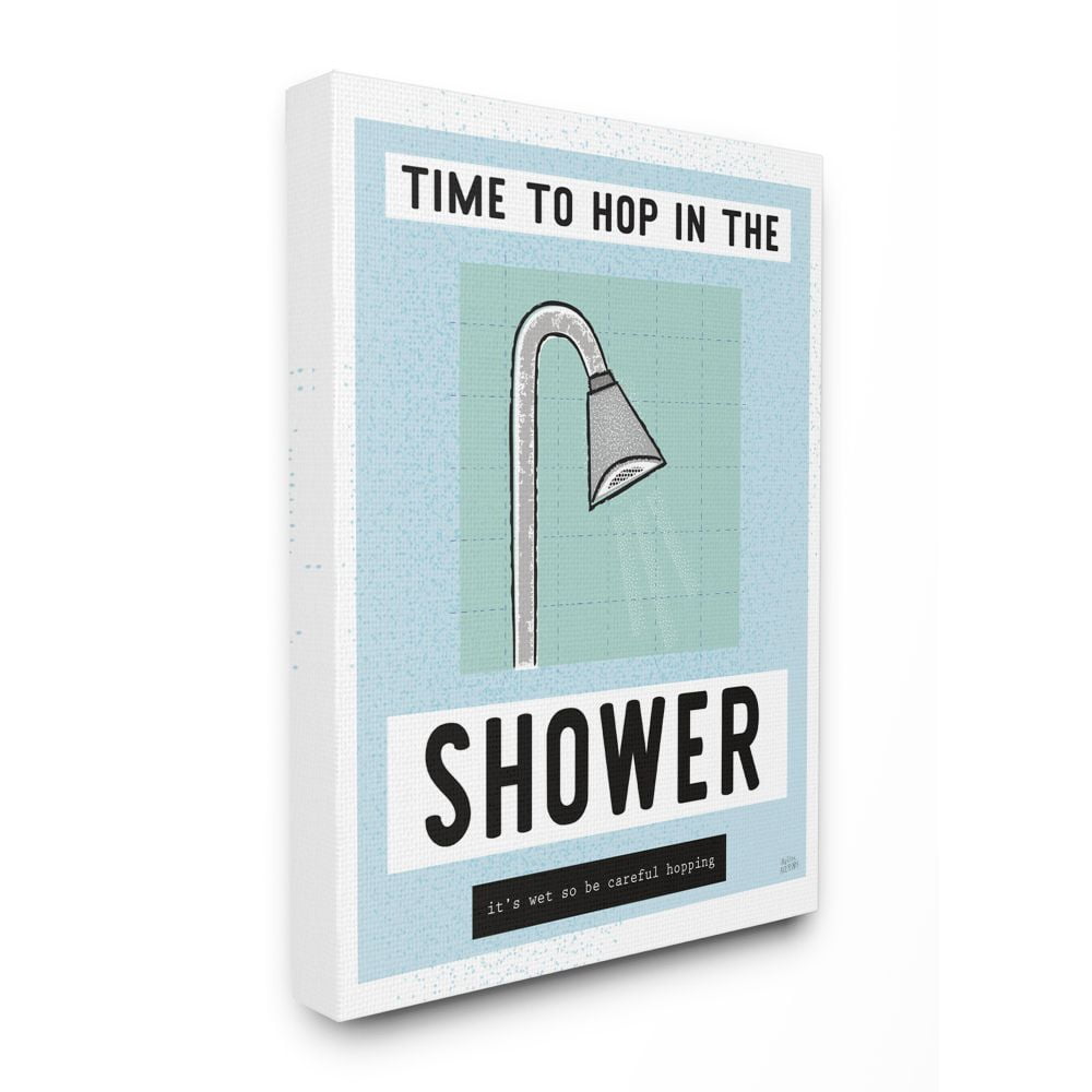 Stupell Industries Bathroom Shower Phrase Comedy Blue Green Word Design Canvas Wall Art Design by Melissa Averinos, 16" x 20"