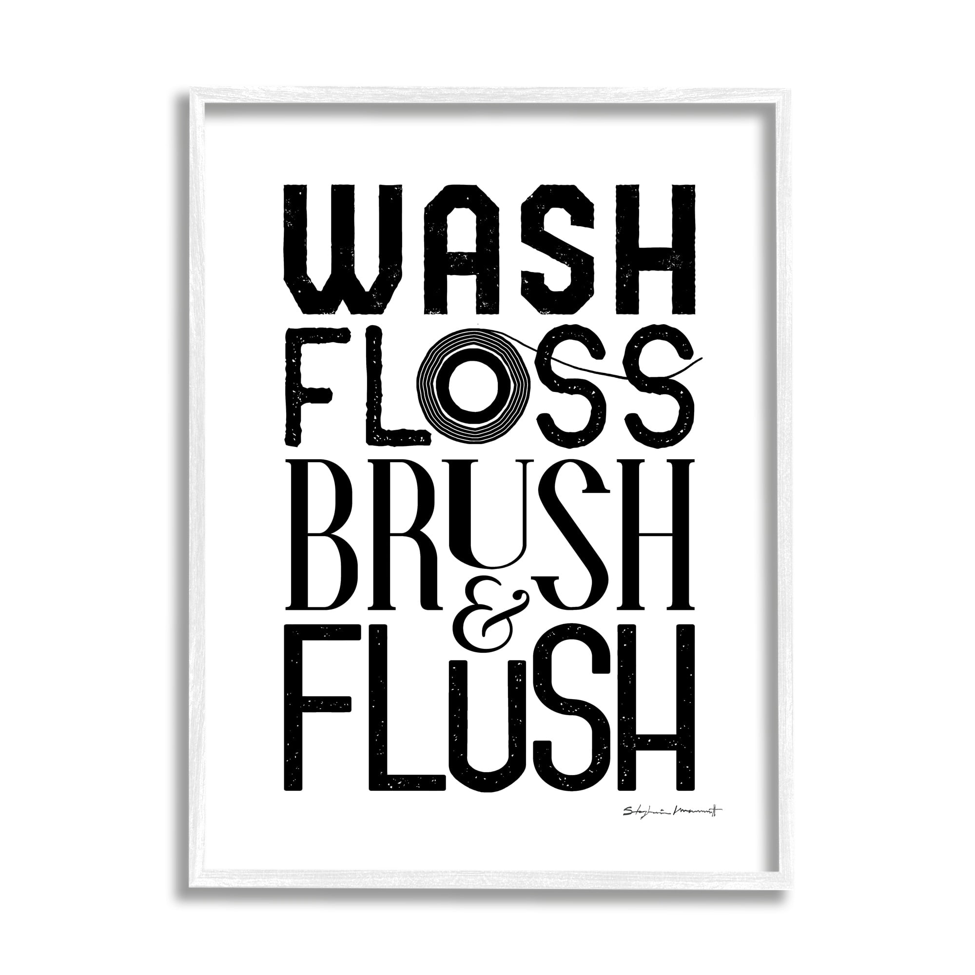 Stupell Industries Bathroom Terms Wash Floss Brush Flush Minimal Text, 24 x 30, Design by Stephanie Workman Marrott