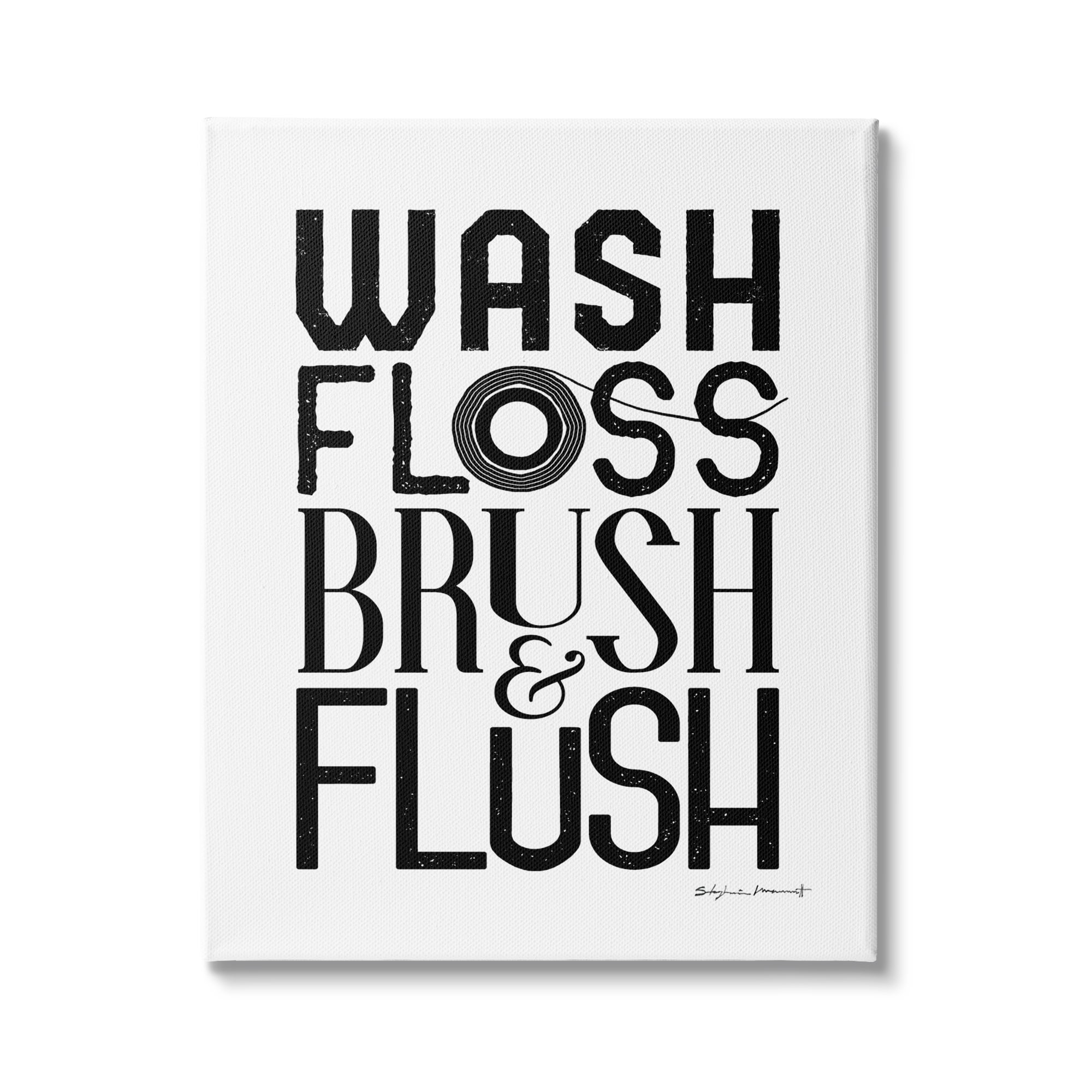 Stupell Industries Bathroom Terms Wash Floss Brush Flush Minimal Text, 30 x 40, Design by Stephanie Workman Marrott