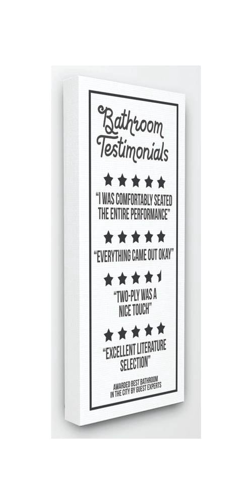 Stupell Industries Bathroom Testimonials Five Star Funny Word Design Canvas Wall Art by Daphne Polselli