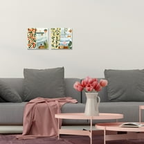 Stupell Industries Bathroom Tub And Curtains Interior Paintings Black Framed Art Print Wall Art Set of 2, 12x12, by Annie Warren