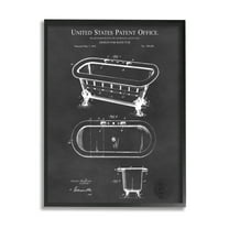 Stupell Industries Bathroom Tub Patent Diagram Graphic Art Black Framed Art Print Wall Art, Design by Karl Hronek