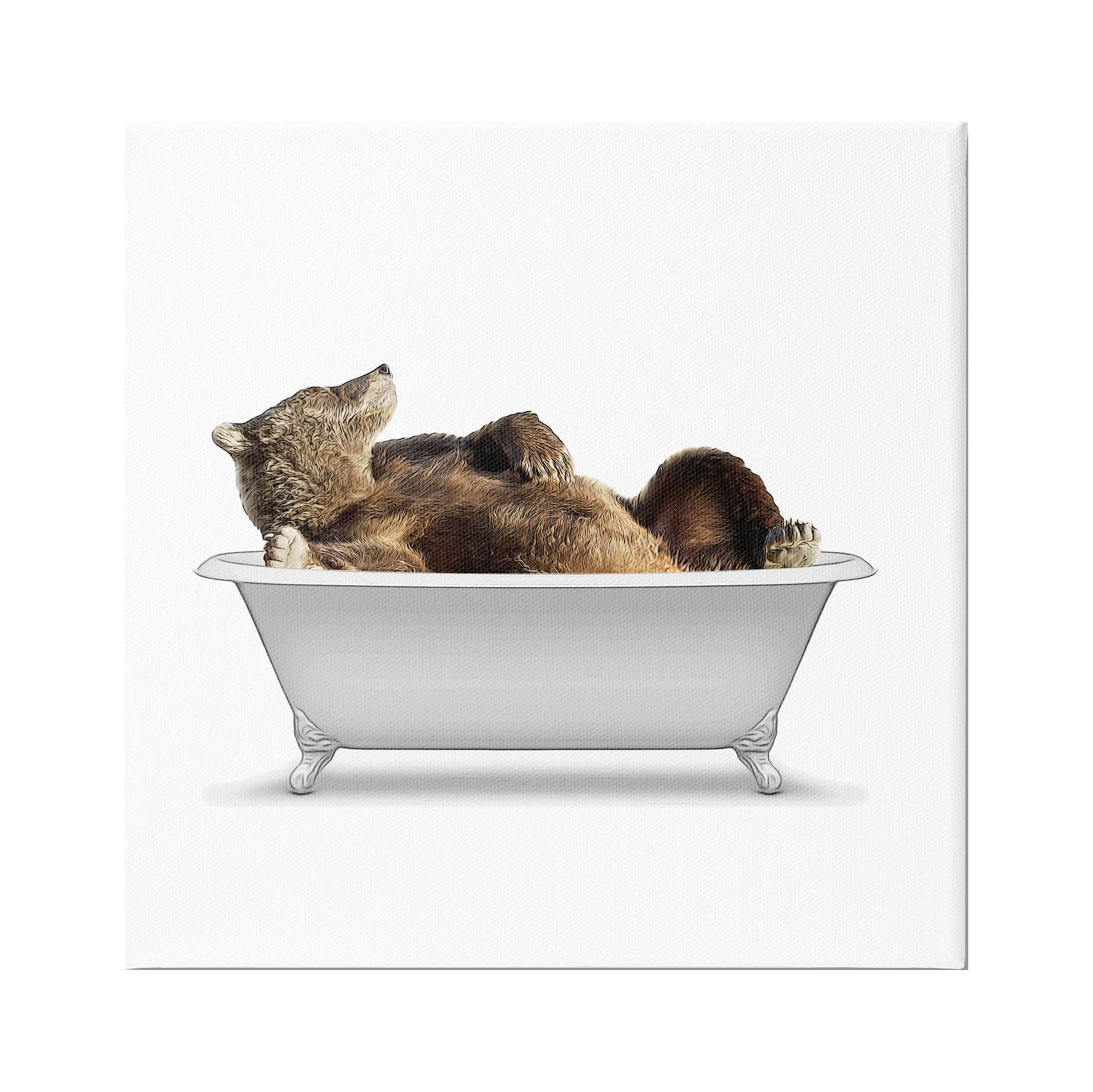Stupell Industries Bathroom Wildlife Bear in Tub Graphic Art Gallery Wrapped Canvas Print Wall Art, Design by Annalisa Latella