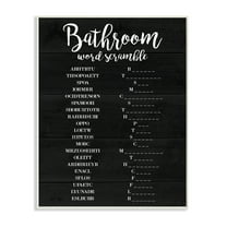 Stupell Industries Bathroom Word Scramble Black And White Word Design Graphic Art Unframed Art Print Wall Art, 13x19, by Daphne Polselli