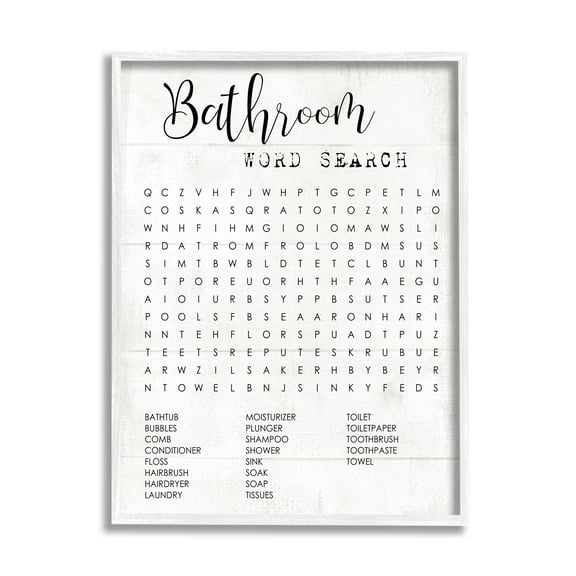 Stupell Industries Bathroom Word Search Fun Family Word Design, 11 x 14,Design by Daphne Polselli