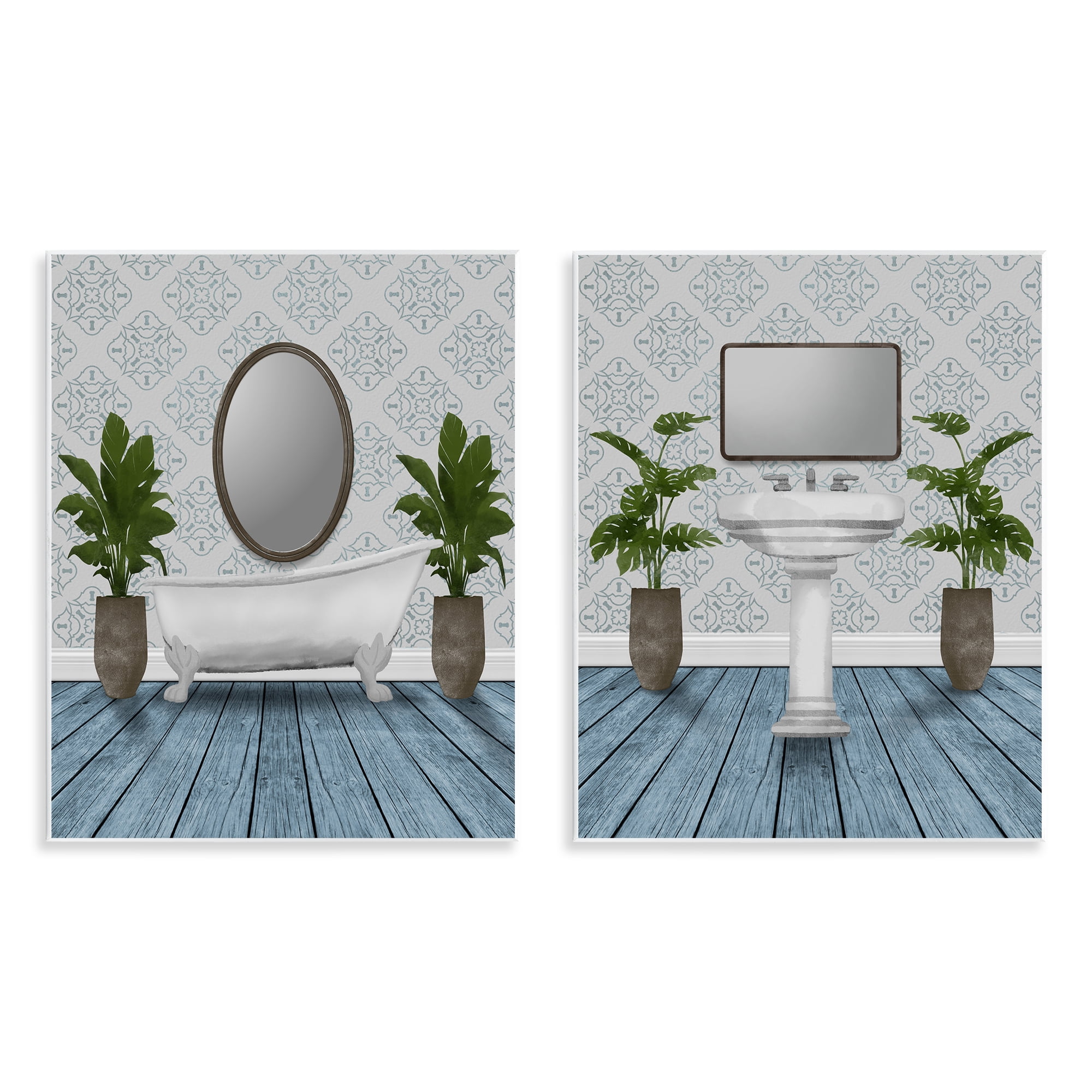 Stupell Industries Bathroom's Restful Wash 2 Piece Wall Plaque Art Set, design by Marcus Prime