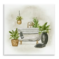 Stupell Industries Bathroom with Plants Bath & Laundry Painting Unframed Art Print Wall Art, 12 x 12