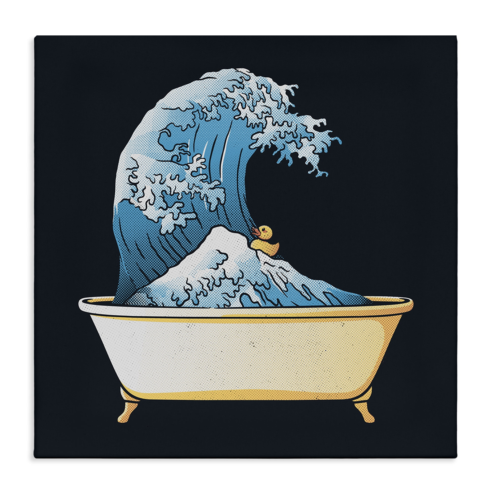 Stupell Industries Bathtub with Kanagawa Wave Canvas Wall Art, design by Tobe Fonseca