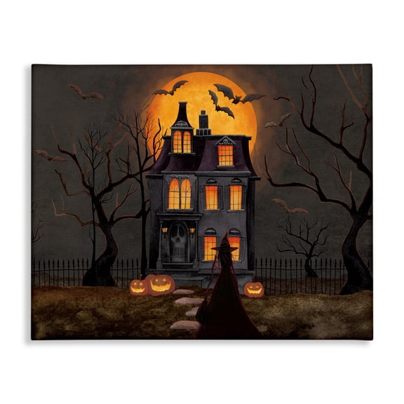 Stupell Industries Bats Over Haunted Mansion Canvas Wall Art design by Nicole Tamarin, 16 x 20
