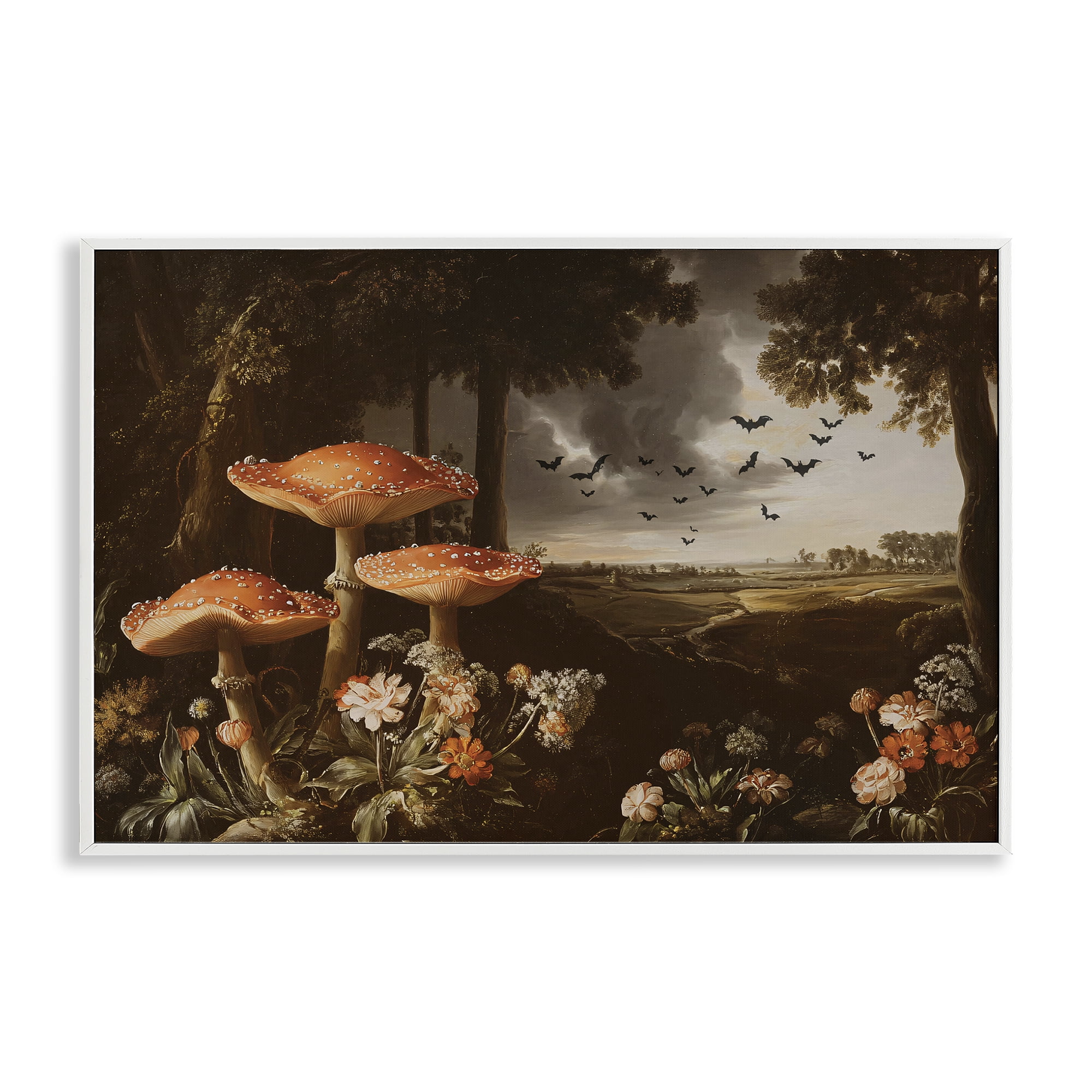 Stupell Industries Bats in Autumn Forest White Framed Giclee Art, design by Jacky Ngan