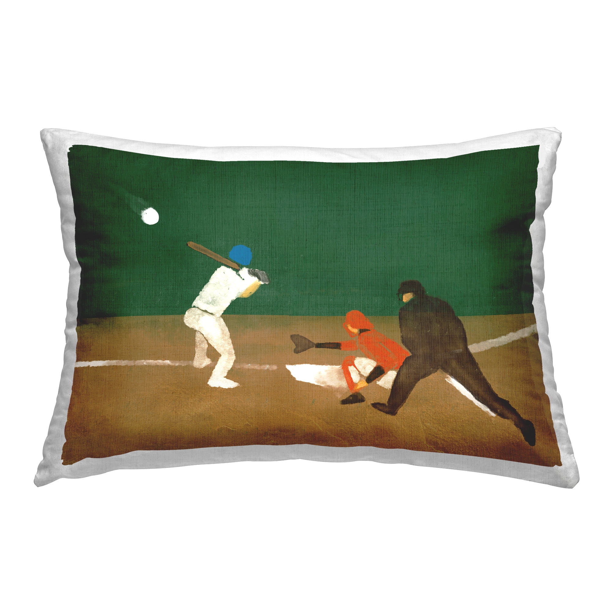 Stupell Industries Batting Baseball Players Decorative Printed Throw Pillow Design by Daphne Polselli.