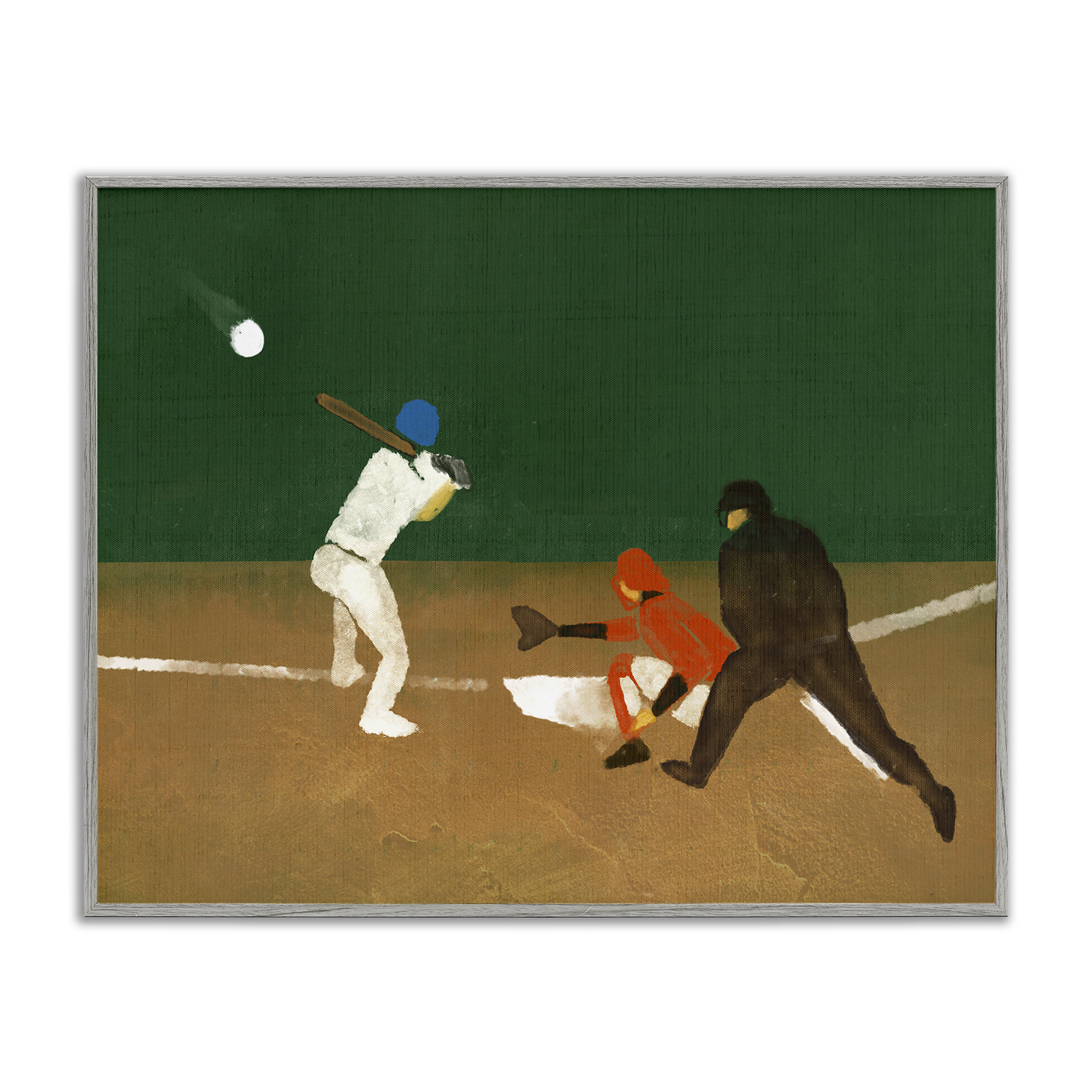 Stupell Industries Batting Baseball Players Sports Painting Gray Framed Art Print Wall Art, 30 x 24