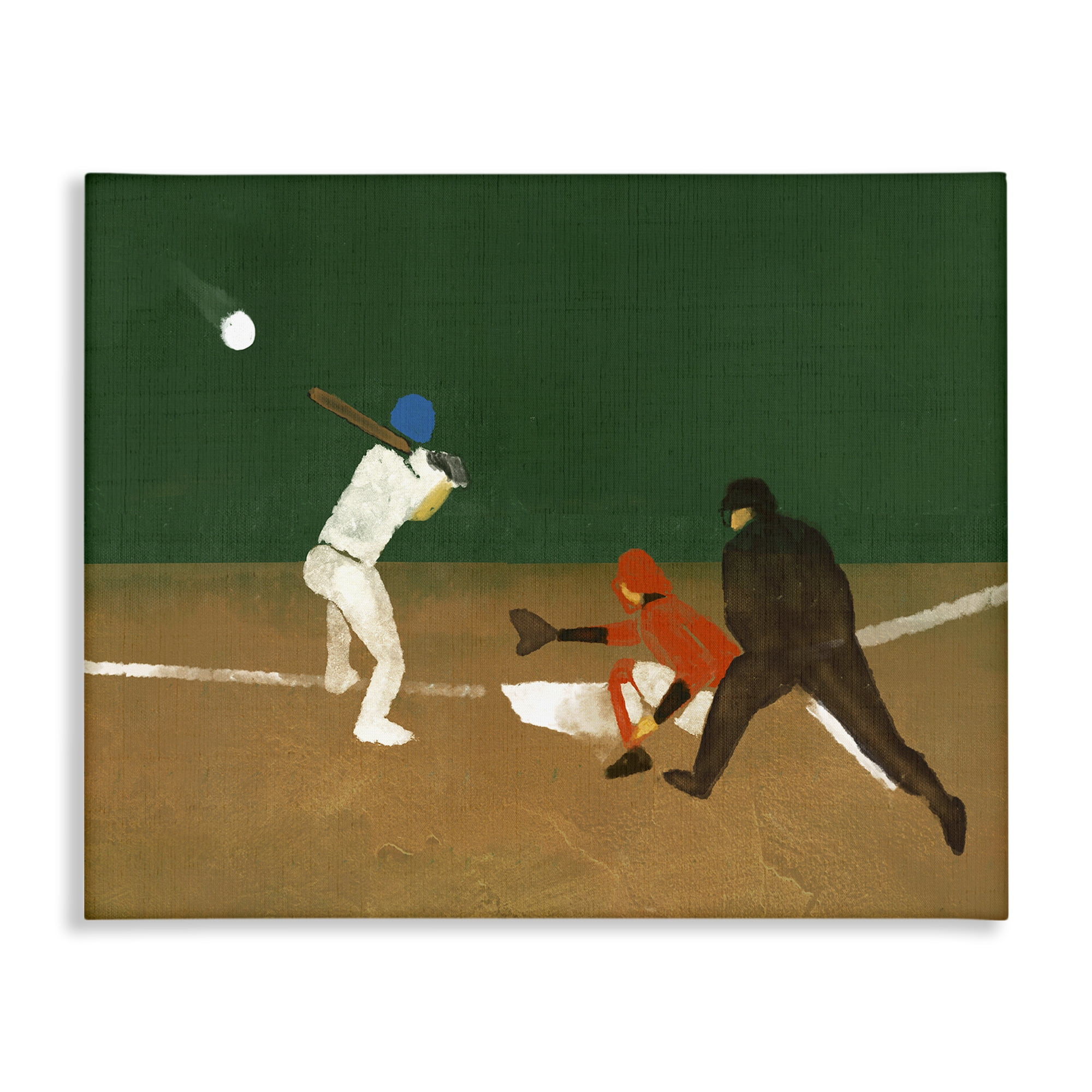 Stupell Industries Batting Baseball Players Sports Painting Wrapped Canvas Art Print Wall Art, 30 x 24